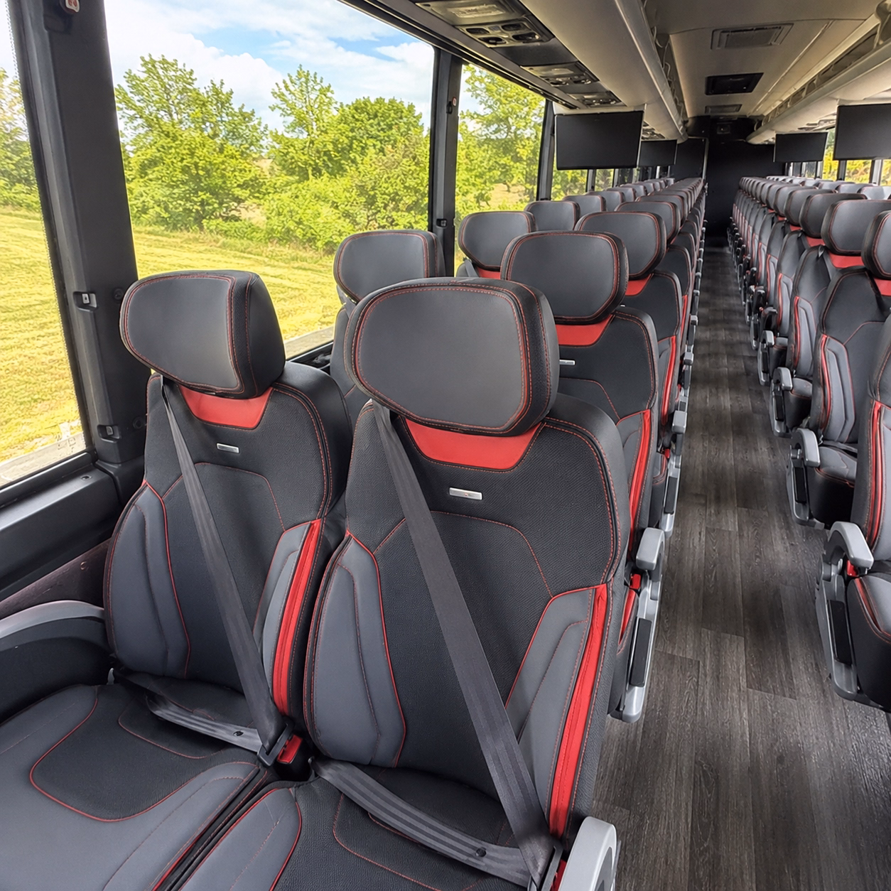 charter buses for collierville high prom groups heading downtown