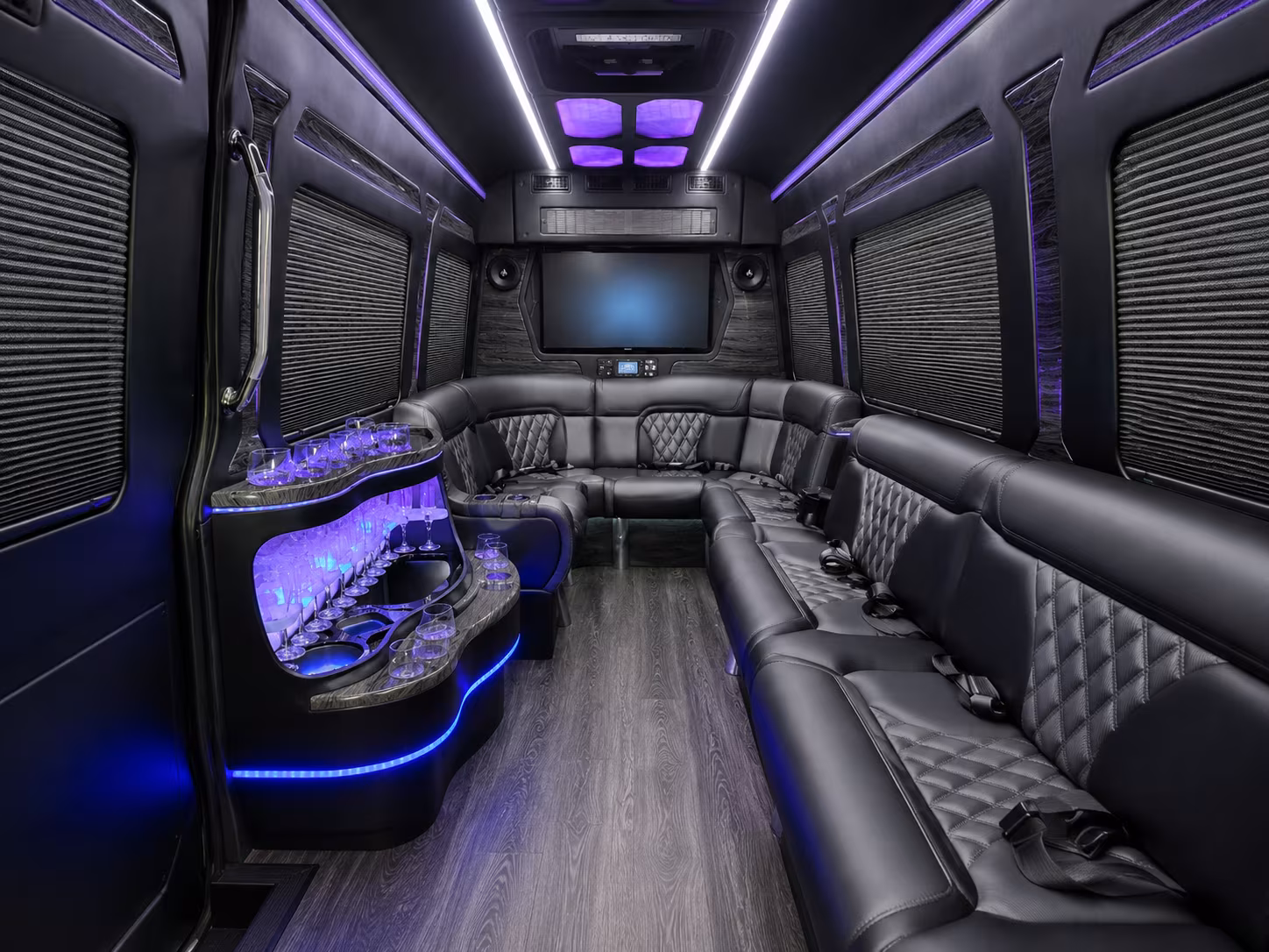 memphis 40 passenger party bus interior